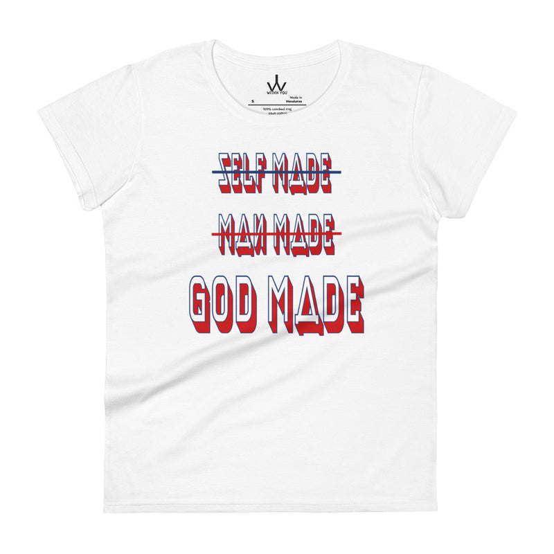 GOD MADE - Red & Blue - Women's short sleeve t-shirt