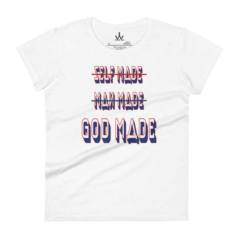 GOD MADE - Blue & Red - Women's short sleeve t-shirt