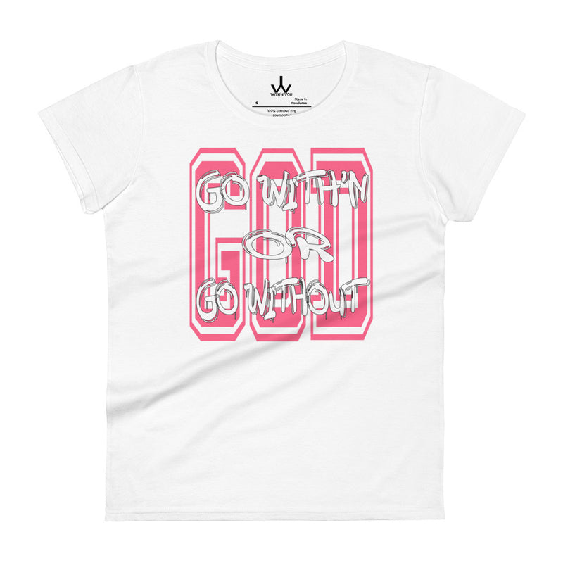 "GO WITH'N" - Pink & White - Women's short sleeve t-shirt