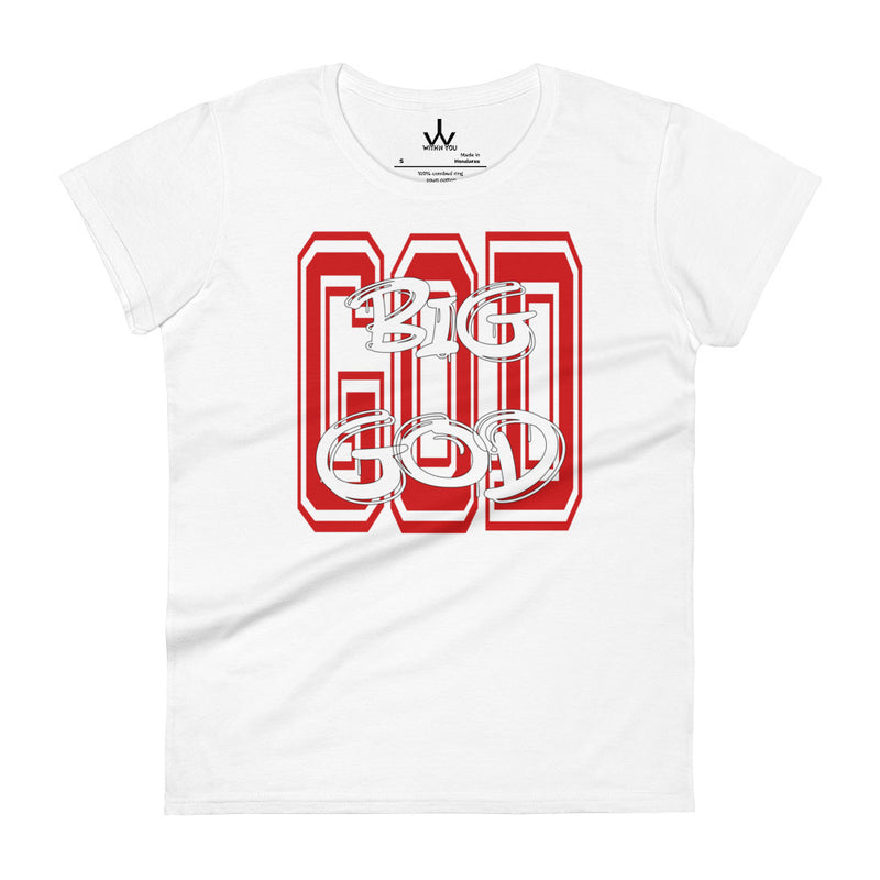 "BIG GOD" - Red & White - Women's short sleeve t-shirt