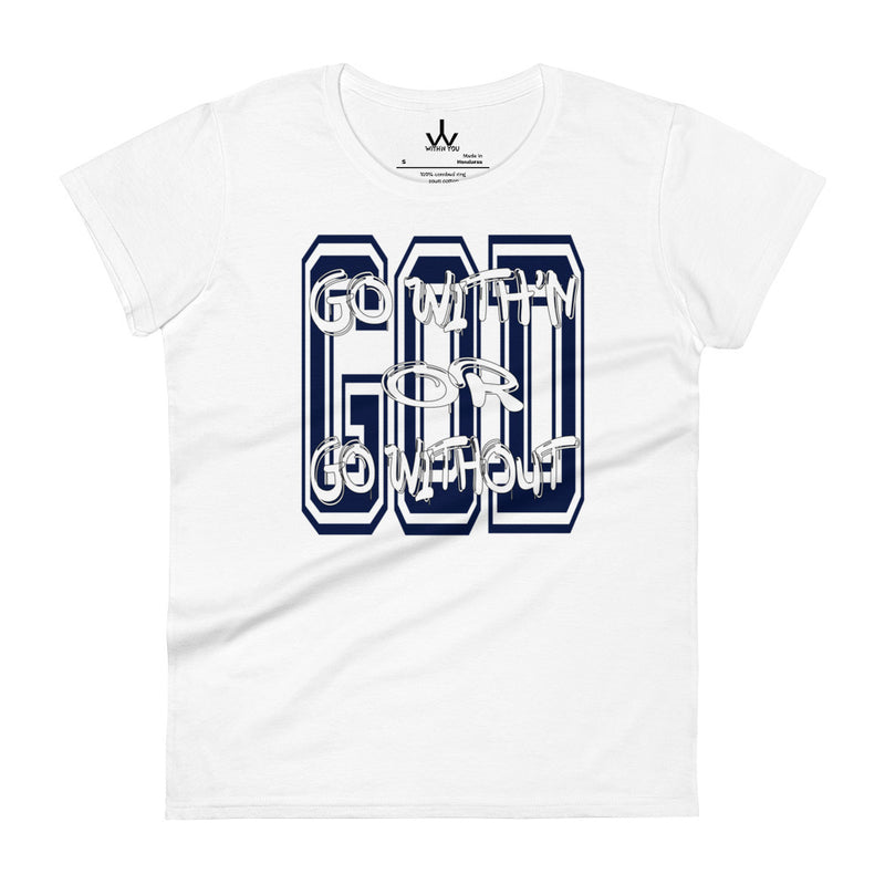 "GO WITH'N" - Navy & White -Women's short sleeve t-shirt