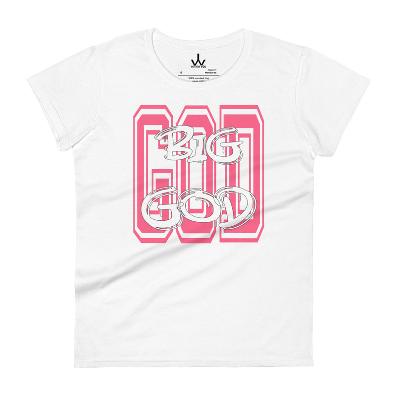 BIG GOD - Pink & White - Women's short sleeve t-shirt