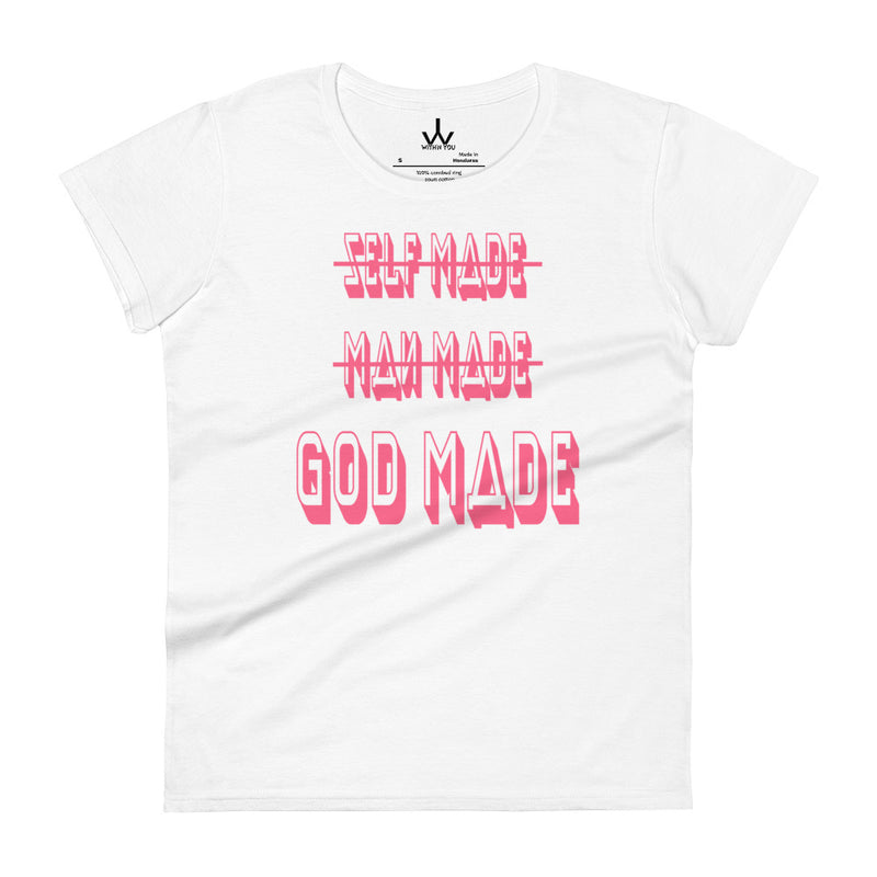 "GOD MADE" - Pink - Women's short sleeve t-shirt